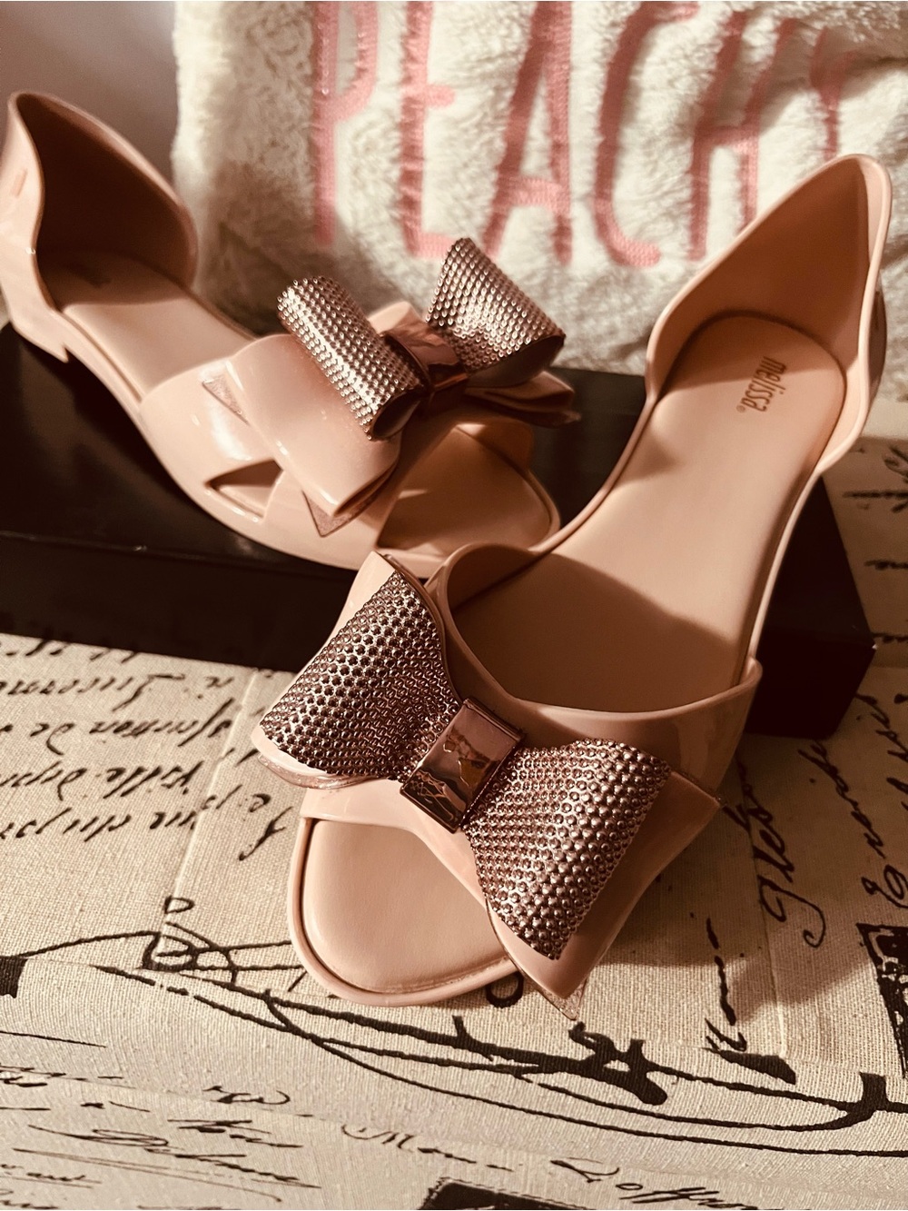Melissa Blush Pink Bow D'Orsay Flats